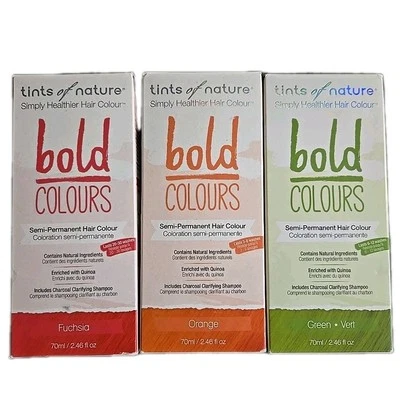 Tintes de Naturaleza Colores Negritos Fucsia Naranja Verde Color de Cabello Semi Permanente Foto 1 de 4