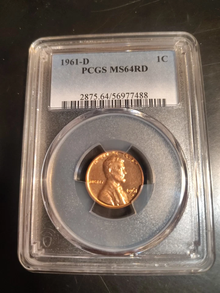 1961 D PCGS MS 64 RD Lincoln Cent - Image 1 of 1