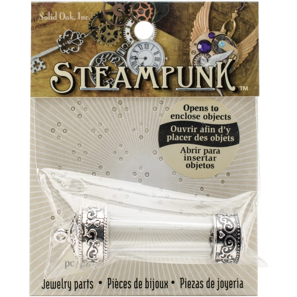 Solid Oak Solsteam159 Steampunk Pendant Large Vial