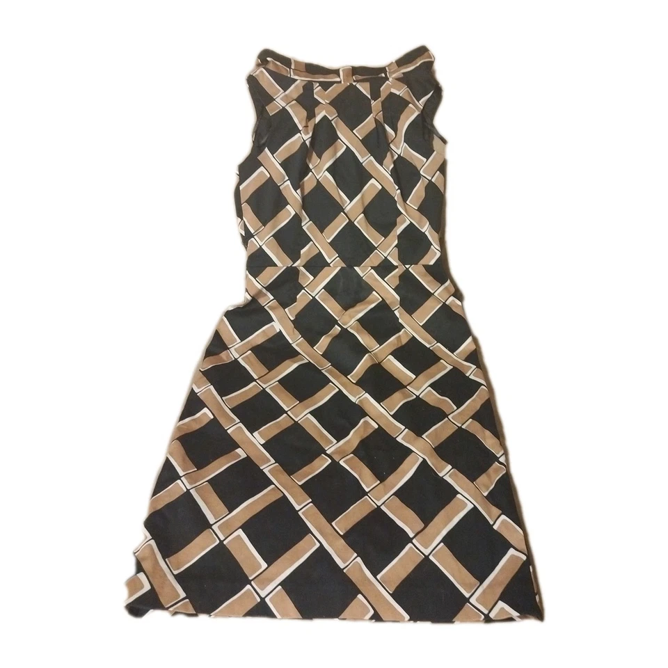 Vestido David Meister Vintage Para Mujer Sin Mangas Talla 8 Negro/Dorado Patrón Foto 1 de 1