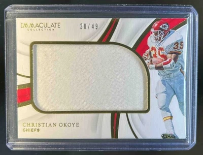 2019 Immaculate Christian Okoye Standard Jerseys #28/49 Chiefs - Image 1 of 2
