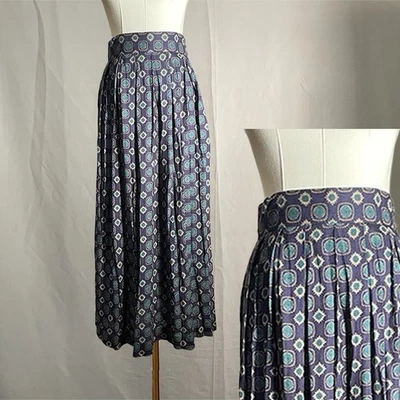 Falda midi vintage años 80 azul estampado geométrico talla mediana Worthington espalda elástica Foto 1 de 4