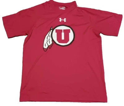 Under Armour HeatGear T-Shirt University Utah Utes Football Mens Medium Red - Image 1 of 4