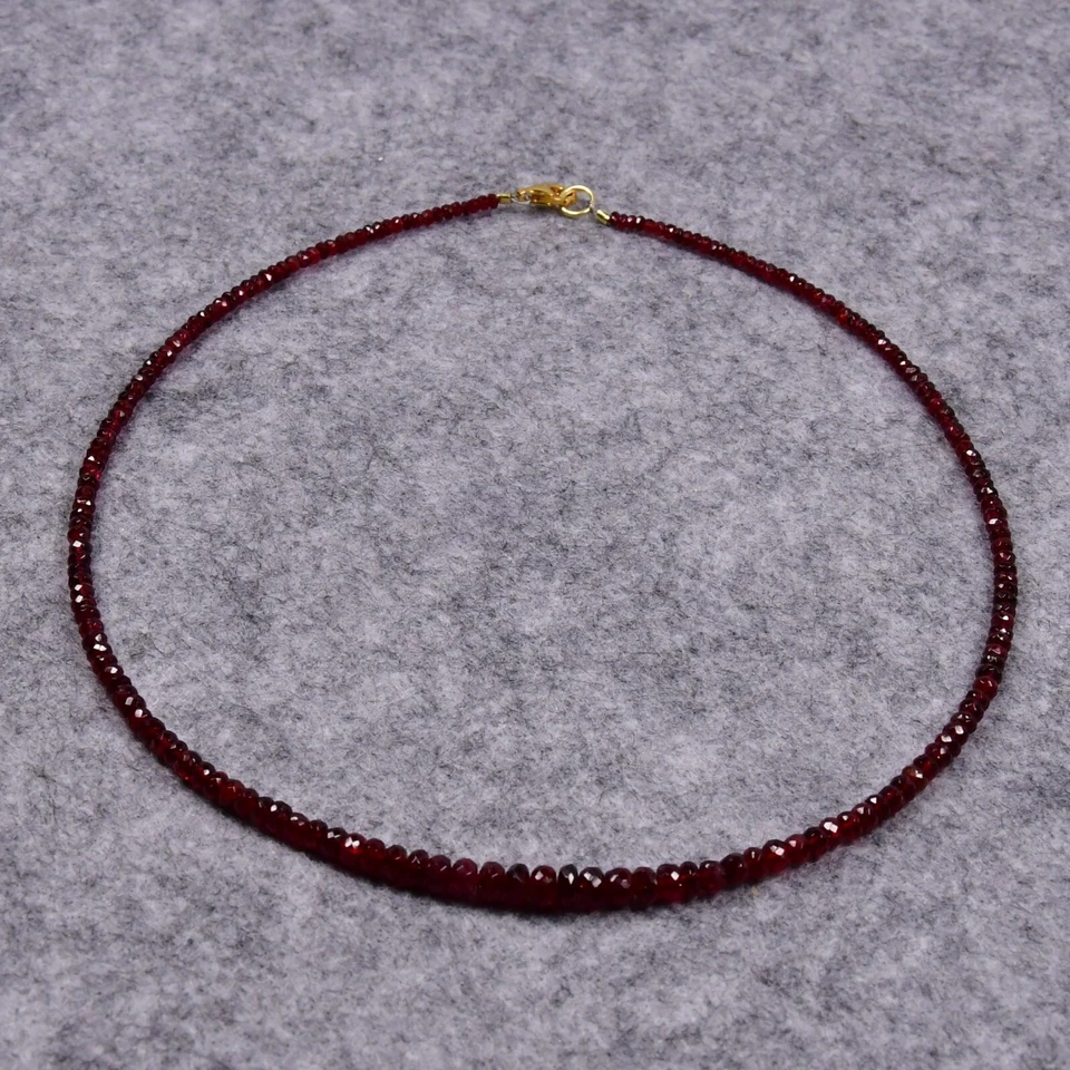 Spinell Halskette, Edelsteinhalskette (K2266), 925 Silber, vergoldet - Bild 1 von 1