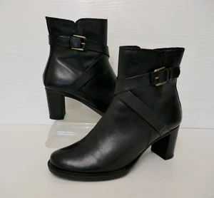 ECCO SAUNTER 25 ULTRA SOFT BLACK LEATHER ELEGANT BLOCK HEEL ANKLE BOOTS UK7 EU40 - Bild 1 von 14