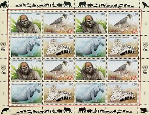 GENEVA UNITED NATIONS ENDANGERED SPECIES STAMPS 1993 MNH WILD ANIMALS FALCON - Picture 1 of 1