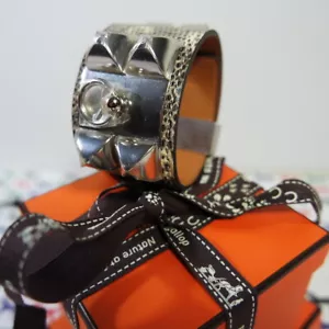 HERMÈS COLLIER DE CHIEN CDC ARMBAND BRACELET OMBRE LIZARD PALLADIUM HARDWARE - Bild 1 von 6
