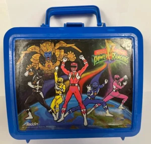Fiambrera Mighty Morphin Power Rangers Aladdin 1993 de colección de plástico azul coleccionable  - Imagen 1 de 5