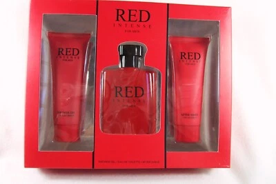 Set de regalo de gel de ducha para después del afeitado colonia 3 piezas rojo intenso baño y cuerpo para hombre Foto 1 de 4