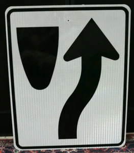 Right Lane Shift Traffic Reflective Sign Aluminum 24" X 30" - Picture 1 of 3