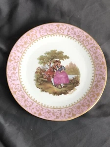 Limoge cabinet 8.5" plate castle France porcelain pink  Fragonart Signed - Picture 1 of 5
