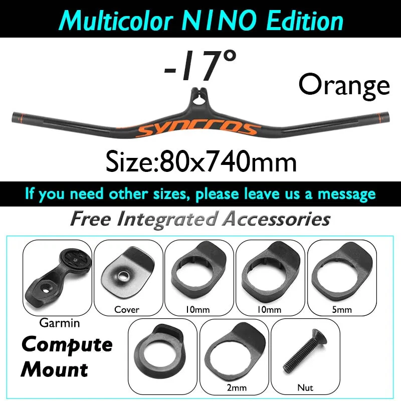 full Carbon Mountain Bike Integrated Handlebar with Stem -8 -17 -25 Degree - Image 1 of 4