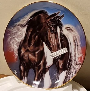Danbury Mint White Pinto Half Arabian Horse Plate SPIRIT WIND By Susan Morton - Bild 1 von 8
