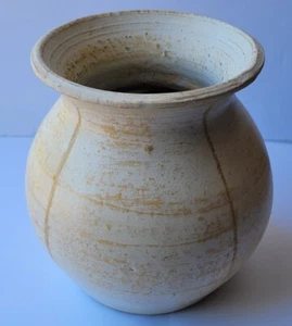 Mexikanische handgefertigte Studio Kunst beige neutral modern Schlamm Ton Keramik Vase 7,5" sehr guter Zustand - Bild 1 von 8