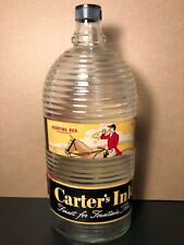 Vintage Carter's Ink Jar, Fox Hunting Horse Graphic, Ribbed Glass