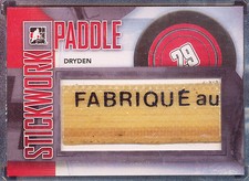 2013-14 ITG STICKWORK PADDLE KEN DRYDEN GAME USED STICK LOGO SILVER /14  RARE