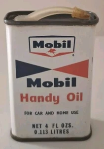 Vintage MOBIL Handy Oil Tin, 4 Fl Ozs/0.113 LITRE With Swing Spout & Dust Cap - Picture 1 of 13