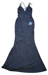 NWT Lulus Long Black Skinny Spaghetti Strap Open Back Lined Stretch Dress Small - Picture 1 of 6