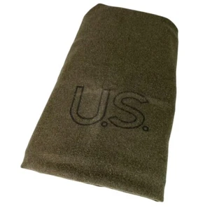 Vintage US Military Wool Bed Blanket Olive Green NAM 84 x 66 1966 DSA-100-3532 - Picture 1 of 3