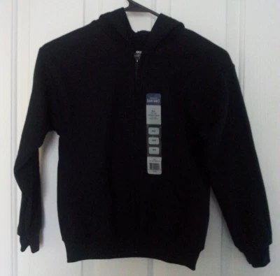 Black Fleece Hoodie Jacket Choose Size S-M Zip Front Pockets Soft 50/50 Solid - Image 1 of 4