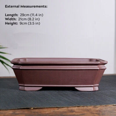 7-12" Large Rectangular Bonsai Pot Traditional Chinese Unglazed Purple Sand Pots - Image 1 of 4