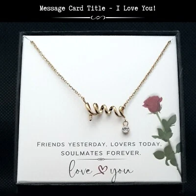 For My Love - Collar de amor cursivo moderno dorado de acero inoxidable | Tarjeta de notas Foto 1 de 4