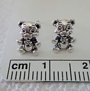 Sterling Silver TINY 10x7mm Teddy Bear Stud Studs Earrings! Very Detailed! - Picture 1 of 3
