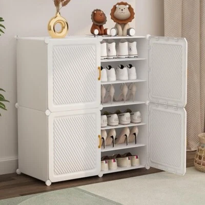 6-24 Pairs Dust-proof Shoe Storage Cube Rack Cabinet Shoes Organizer Shelf Stand - Image 1 of 3