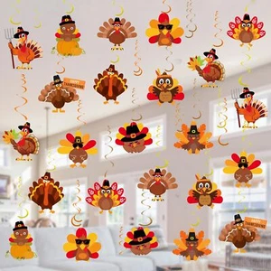 36 PCS Thanksgiving Decorations Hanging Swirls Thanksgiving Turkey Hanging De... - Picture 1 of 7
