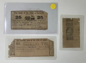 Planters Bank State of Georgia, antike Banknoten 1862 25, 50 Cents, 2 Dollar - Bild 1 von 10