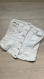 GUESS Jeans Off-White Creme Korsett Top mit Stickerei Gr. S PRELOVED TOP - Bild 1 von 8