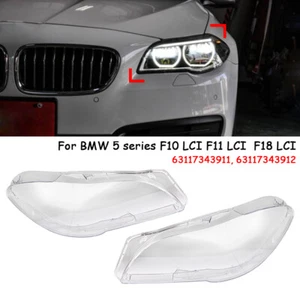 Par de lentes transparentes de cubierta de faros para BMW Serie 5 F10 F11 F18 LCI 520 523 2010-14 - Imagen 1 de 7