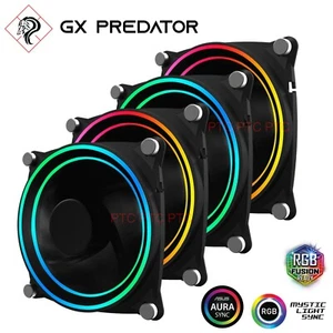 4x 120cm Dual Ring RGB LED PWM Fan GX Pradetor computer PC gaming case cooling - Picture 1 of 11