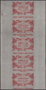 Vintage bread wrapper GOLDEN LOAF Jackson Michigan J D Faulds Prop new old stock - Picture 1 of 2