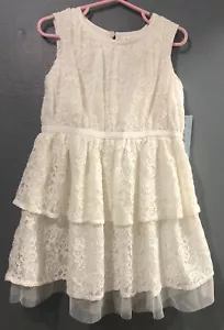 Cat & Jack Girls Lacey Dress Cream Colored 5T Sleeveless Flower Girl Easter - Picture 1 of 12