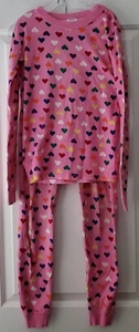 Hanna Andersson Girls Hearts Long John Pajamas in Organic Cotton FLAW - Size 14 - Picture 1 of 14