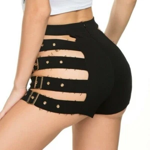 Pantaloni caldi da donna pantaloncini vuoti fascia danza jazz clubwear punk moda gotica - Foto 1 di 14