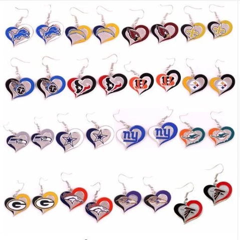Brand New  NFL Teams Swirl Heart Earrings Pick Your Team Cover