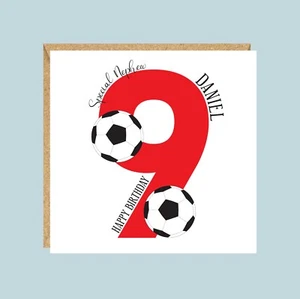 Tarjeta de cumpleaños de fútbol personalizada para niños, 5º, 6º, 7º, 8º, 9º, 10º, 11º - Imagen 1 de 4