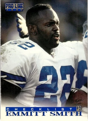 1996 Pro Line NFL Football Checklist #2 Emmitt Smith Dallas Cowboys #349 - Image 1 of 2