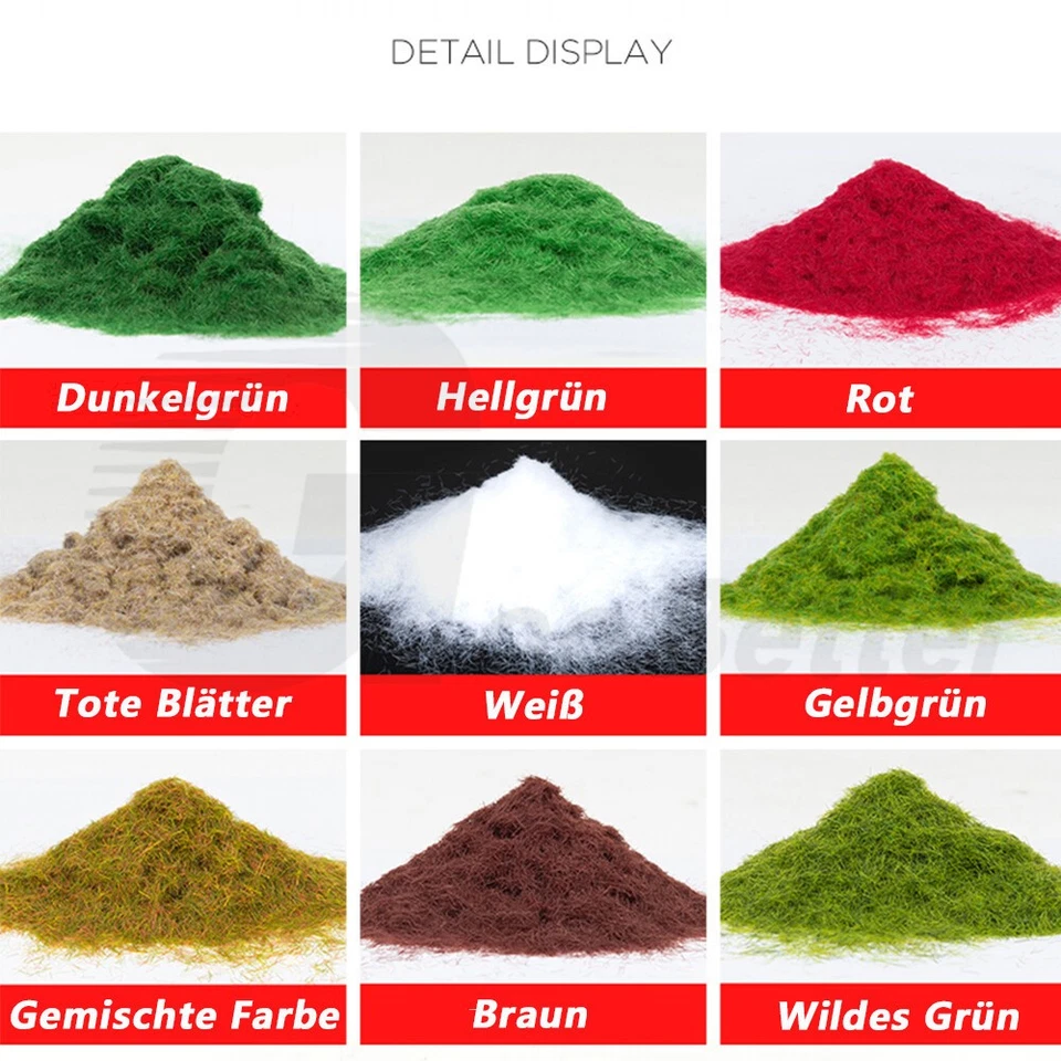 3mm,5mm Statische Grasfasern Modellbau Landschaftsbau 21 Farbe 30g/180g/500g DIY - Bild 1 von 4