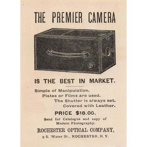 1891 Premier Camera Vintage Photography Equipment Rochester Optical Co Print Ad - Picture 1 of 1