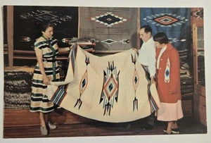 Chimayo Blanket Ortega's Weaving Shop Chimayo  New Mexico Vtg Postcard J21  - Picture 1 of 3