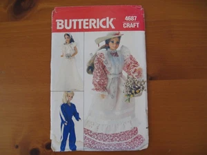 Nuevo patrón de costura vintage, Butterick #4687, ropa muñeca Barbie de 11 1/2" sin cortar - Imagen 1 de 2
