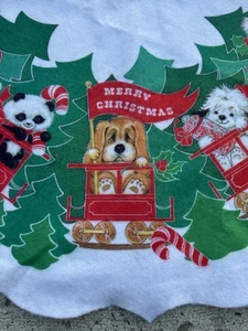 Vintage Filz Weihnachtsbaum Rock Tischdecke Tiere im Zug MCM 35" - Bild 1 von 6