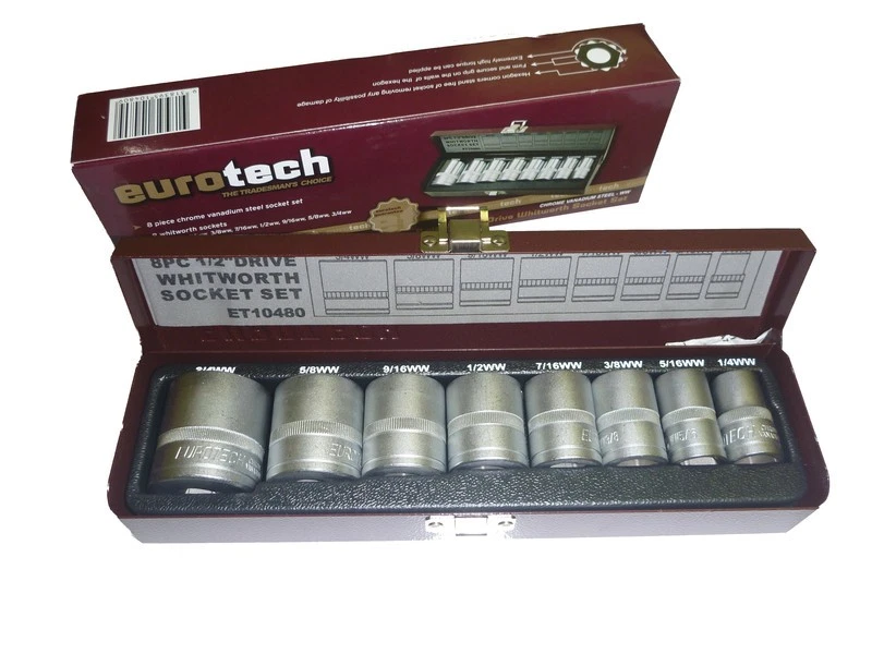 Eurotech 8 Piece 1/2in Drive Whitworth Socket Set ET10480