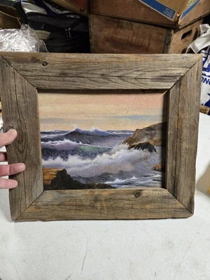 Pintura al óleo decorativa de playa paisaje marino original del artista Thomas Kerry de colección antigua Foto 1 de 4