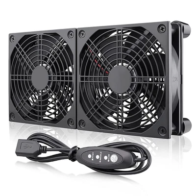 2-in-1 USB Dual Cooling Fan 120mm Adjustable Speed Compact Airflow Electronics - Image 1 of 4