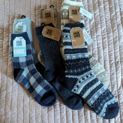 NWT Muk Luk  Women Sock Assortment Tan Blue Boot and Slipper - Image 1 of 4