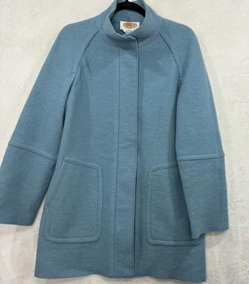 Talbots Boiled Wool Coat Jacket Women M Blue Italian Fabric Full Zip Vintage 90s - Image 1 of 4